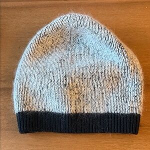 INTERMIX Two-Tone Knit Beanie in Light Gray and Black